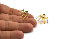 Gold Eye Earring, 2 Gold Plated Brass Eye Stud Earrings - Stone Setting - Pad Size 4mm (20x23x1.5mm) N1703