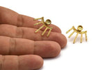 Gold Eye Earring, 2 Gold Plated Brass Eye Stud Earrings - Stone Setting - Pad Size 4mm (20x23x1.5mm) N1703
