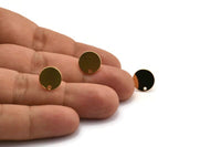 Gold Round Earring, 4 Gold Plated Brass Round Stud Earrings With 1 Hole (11x0.80mm) M02556 A0071