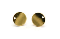 Gold Round Earring, 4 Gold Plated Brass Round Stud Earrings With 1 Hole (11x0.80mm) M02556 A0071