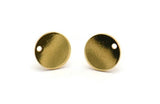 Gold Round Earring, 4 Gold Plated Brass Round Stud Earrings With 1 Hole (11x0.80mm) M02556 A0071