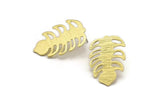 Brass Leaf Earring, 4 Textured Raw Brass Leaf Stud Earrings (30x20x0.80mm) M01784 A5778