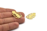 Brass Leaf Earring, 4 Textured Raw Brass Leaf Stud Earrings (30x20x0.80mm) M01784 A5778