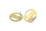 Brass Round Earring, 6 Raw Brass Round Stud Earrings (18x0.80mm) M02665