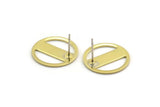 Brass Round Earring, 6 Raw Brass Round Stud Earrings (18x0.80mm) M02665