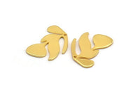 Gold Leaf Charm, 4 Gold Plated Brass Leaf Charm Earrings With 1 Hole, Findings (21x13x0.80mm) D879