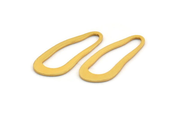 Gold Irregular Charm, 4 Gold Plated Brass Irregular Charms Without Hole, Findings (32x13x1mm) D0723
