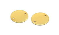 Gold Round Connector, 8 Gold Plated Brass Cabochon Round Connectors With 2 Holes, Findings (14mm) D1044