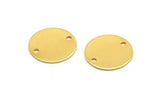 Gold Round Connector, 8 Gold Plated Brass Cabochon Round Connectors With 2 Holes, Findings (14mm) D1044