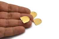 D Shaped Charm, 4 Gold Plated Brass D Shaped Connectors With 2 Holes, Earrings, Findings (16x17x0.60mm) D886