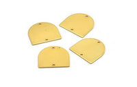 D Shaped Charm, 4 Gold Plated Brass D Shaped Connectors With 2 Holes, Earrings, Findings (16x17x0.60mm) D886