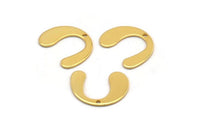 Gold Geometric Charm, 12 Gold Plated Brass U Shaped Pendants With 1 Hole, Charms, Findings (16x13x0.50mm) D0588