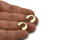 Gold Geometric Charm, 12 Gold Plated Brass U Shaped Pendants With 1 Hole, Charms, Findings (16x13x0.50mm) D0588