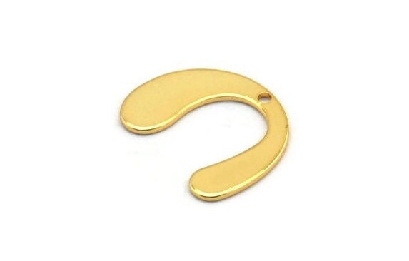Gold Geometric Charm, 12 Gold Plated Brass U Shaped Pendants With 1 Hole, Charms, Findings (16x13x0.50mm) D0588