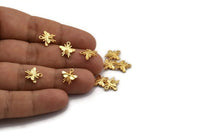 Gold Bee Charm, 6 Gold Plated Brass Bee Charms With 1 Loop (12x11mm) N1651
