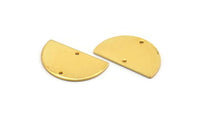 Semi Circle Charm, 4 Gold Plated Brass Half Moon Blanks With 2 Hole, Earrings, Pendants (21x13x0.80mm) D0785