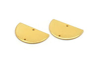 Semi Circle Charm, 4 Gold Plated Brass Half Moon Blanks With 2 Hole, Earrings, Pendants (21x13x0.80mm) D0785