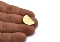 Semi Circle Charm, 4 Gold Plated Brass Half Moon Blanks With 2 Hole, Earrings, Pendants (21x13x0.80mm) D0785
