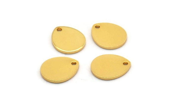 Gold Drop Charm, 6 Gold Plated Brass Drop Charms With 1 Hole, Earrings, Findings (12x10x1mm) D916