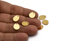 Gold Drop Charm, 6 Gold Plated Brass Drop Charms With 1 Hole, Earrings, Findings (12x10x1mm) D916