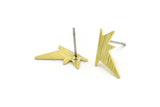 Brass Star Earring, 8 Textured Raw Brass Star Stud Earrings (17x8x0.80mm) M02562 A5759