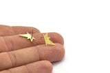Brass Star Earring, 8 Textured Raw Brass Star Stud Earrings (17x8x0.80mm) M02562 A5759