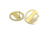 Brass Round Earring, 4 Textured Raw Brass Round Earring Studs (18x0.80mm) M02843