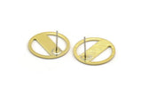 Brass Round Earring, 4 Textured Raw Brass Round Earring Studs (18x0.80mm) M02843