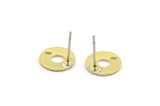 Brass Round Earring, 12 Raw Brass Round Stud Earrings With 1 Hole (10x0.80mm) M038