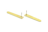 Brass Rectangle Earring, 6 Textured Raw Brass Rectangle Stud Earrings (35x6x0.80mm) M02391