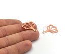 Copper Leaf Earring, 4 Raw Copper Leaf Stud Earrings (25x21x0.80mm) M03286