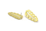 Brass Leaf Earring, 4 Raw Brass Leaf Stud Earrings (30x13x0.80mm) M01753 A5835