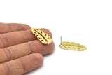 Brass Leaf Earring, 4 Raw Brass Leaf Stud Earrings (30x13x0.80mm) M01753 A5835