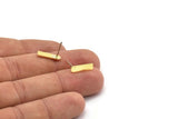 Brass Rectangle Earring, 10 Hammered Raw Brass Rectangle Stud Earrings (14x4x0.80mm) M02814