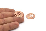 Copper Round Earring, 4 Raw Copper Cactus Stud Earrings, Moon And Star Findings (22x0.80mm) M02955