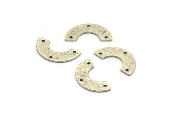 Silver Geometric Pendant, 12 Textured Antique Silver Plated Brass Semi Circle Blanks With 3 Holes,  (19x10x5x0.80mm) D1519 H0152