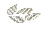 Silver Drop Charm, 8 Antique Silver Plated Brass Drop Charms, Findings (27x13x0.30mm) F121
