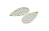 Silver Drop Charm, 8 Antique Silver Plated Brass Drop Charms, Findings (27x13x0.30mm) F121
