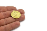 Brass Round Charm, Raw Brass Round Charm With 1 Loop, Cloud Findings, Moon And Star Findings (28x25.5x1.5mm) N2185