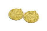 Brass Round Charm, Raw Brass Round Charm With 1 Loop, Eye Findings, Teardrop Findings (30x27.5x1.5mm) N2201