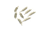 Silver Leaf Blank, 24 Antique Silver Plated Brass Branch Blanks, Earrings, Findings (20x5x0.80mm) D1154