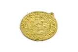 Brass Round Charm, Raw Brass Round Charm With 1 Loop, Galaxy Findings, Universe Findings (30x27.5x1.5mm) N2199