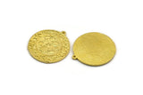 Brass Round Charm, Raw Brass Round Charm With 1 Loop, Galaxy Findings, Universe Findings (30x27.5x1.5mm) N2199