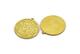 Brass Round Charm, Raw Brass Round Charm With 1 Loop, Sunshine Findings, Sun Findings (30x27.5x1.5mm) N2192