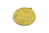 Brass Round Charm, Raw Brass Round Charm With 1 Loop, Cloud Findings, Crescent Moon Findings (30x27.5x1.5mm) N2193