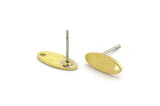 Brass Oval Earring, 12 Textured Raw Brass Oval Stud Earrings With 1 Hole (12x5x0.80mm) M01877