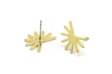 Brass Sun Earring, 8 Raw Brass Sun Stud Earrings (11x15x0.80mm) M02250