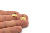 Brass Sun Earring, 8 Raw Brass Sun Stud Earrings (11x15x0.80mm) M02250