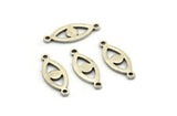 Silver Eye Charm, 25 Antique Silver Plated Brass Eye Connectors With 2 Loops, Pendants, Earrings (18x7x1mm) D1143