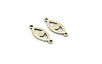 Silver Eye Charm, 25 Antique Silver Plated Brass Eye Connectors With 2 Loops, Pendants, Earrings (18x7x1mm) D1143